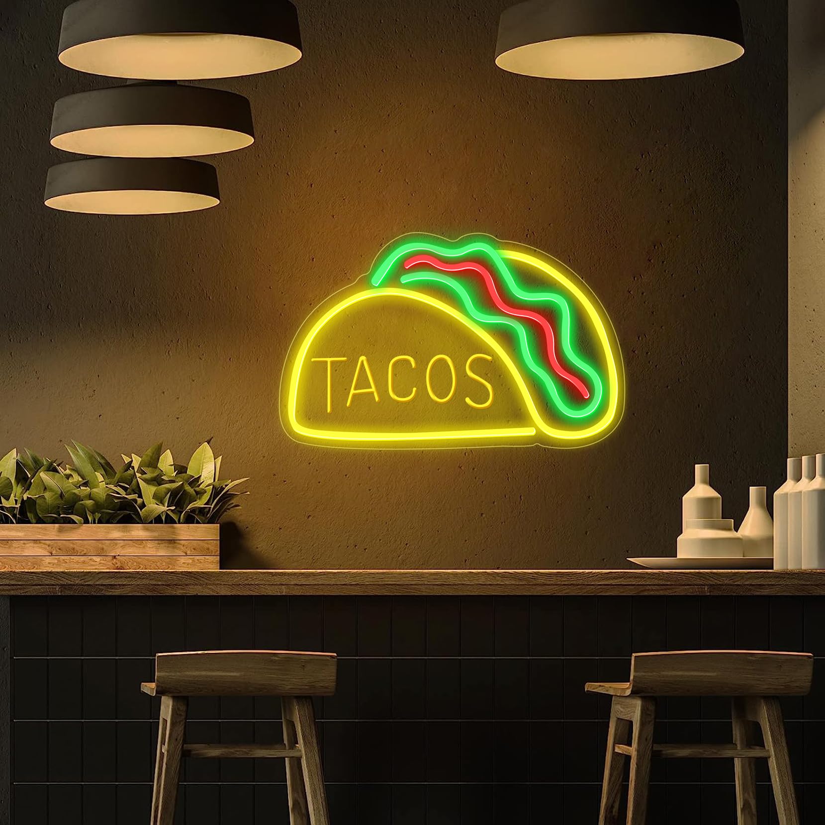 Tacos Restaurante LED Neón Cartel Luminoso Hogar Decoración Decoración Coffee Shop Bar Sorbete Decoración Regalo Personalizado Cartel de Bienvenida