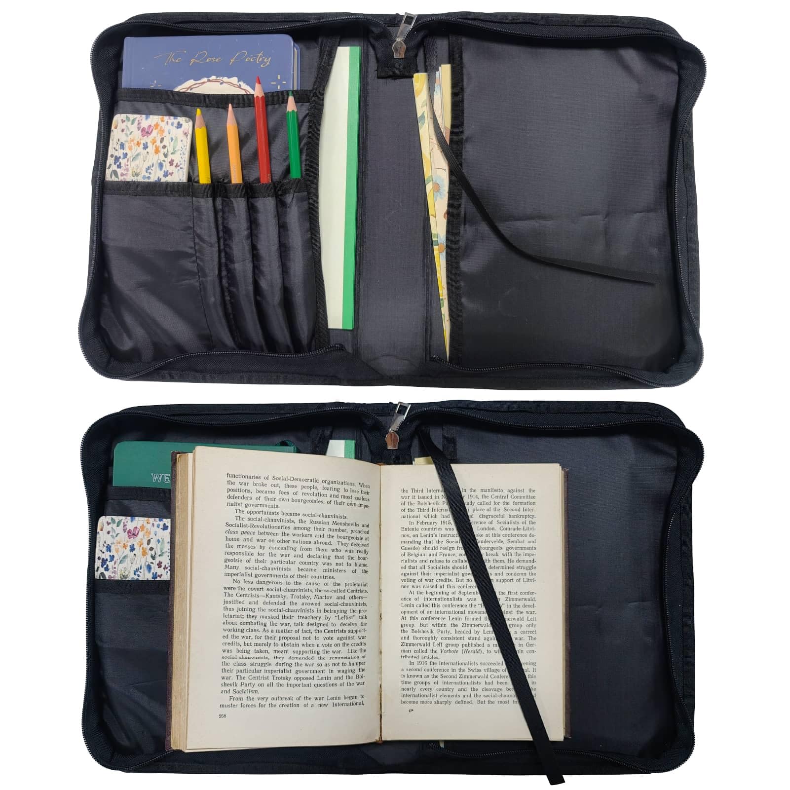 CRASPIRE Pink Roses Leather Bible Cover with Bookmark for Church Bible Case Large Waterproofing Bag Carrying Book Cover Zipper Protective Carrying Case Christian Gifts Women Men Art - Image 3
