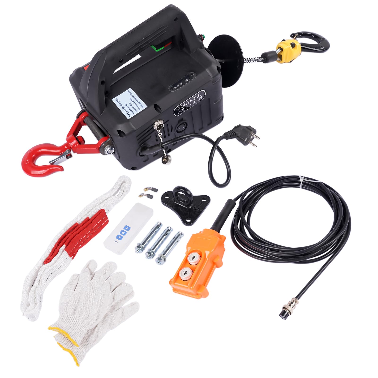 3 in 1 Paranco elettrico 1500W 300KG Argano Elettrico Portatile con finecorsa a infrarossi migliorato per Garage Magazzini Costruzione Domestica Hopzty