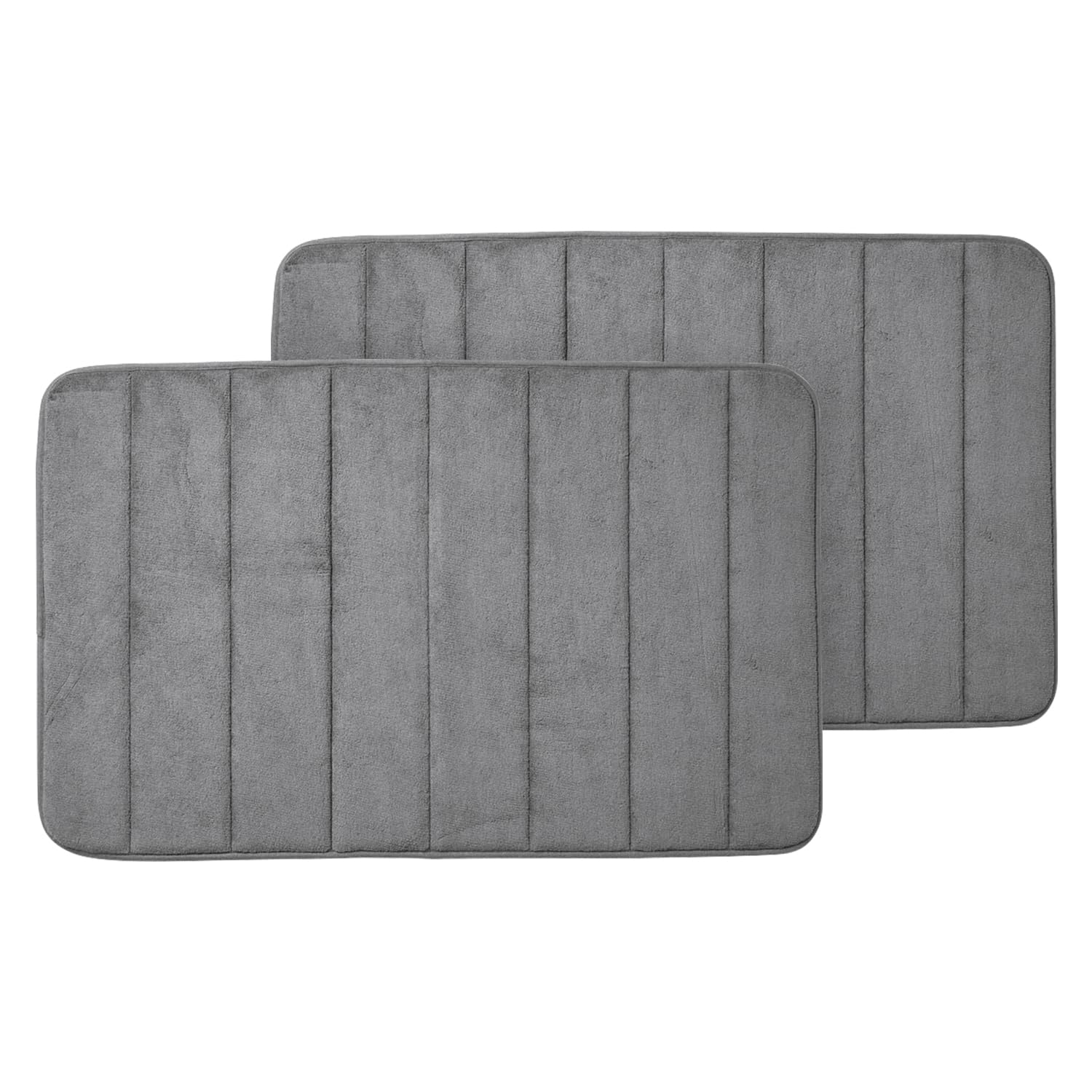 Moonlight BeddingBath Mat – 2 Pack Grey Memory Foam Bathmat 40 x 60 cm Non-Slip Bath Mats for Inside Bath, Soft and Cozy Bathroom Mat Highly Absorbent and Washable Mat