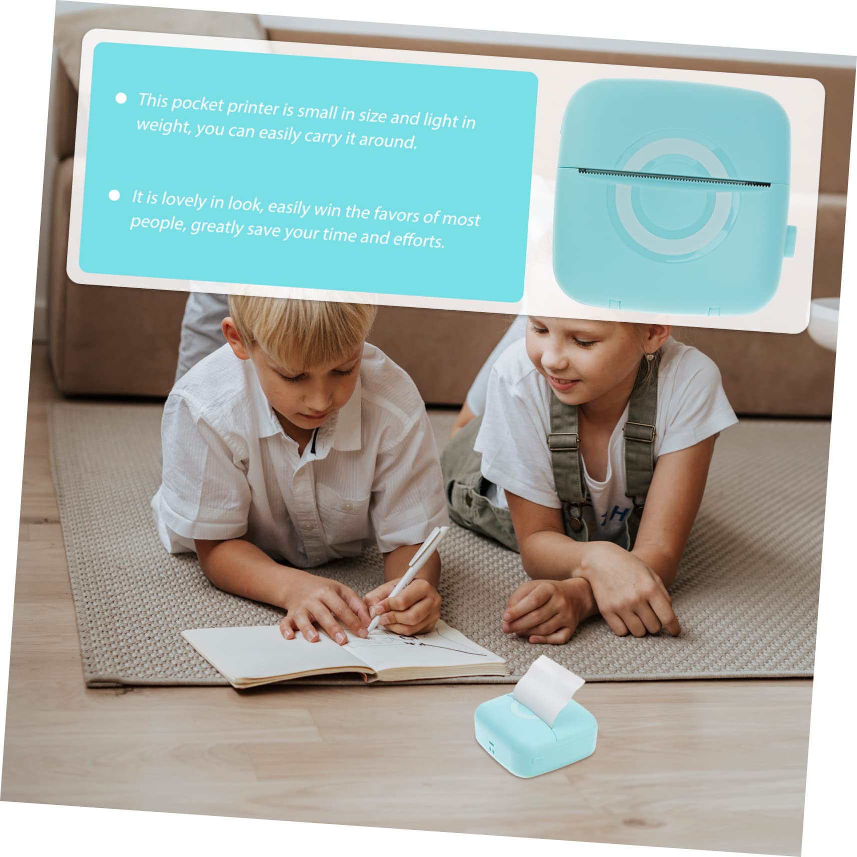 STOBOK Stampante Portatile Mini Stampante Termica Per Ricevute Adesivi Foto Leggera E Compatta Per Lufficio Domestico