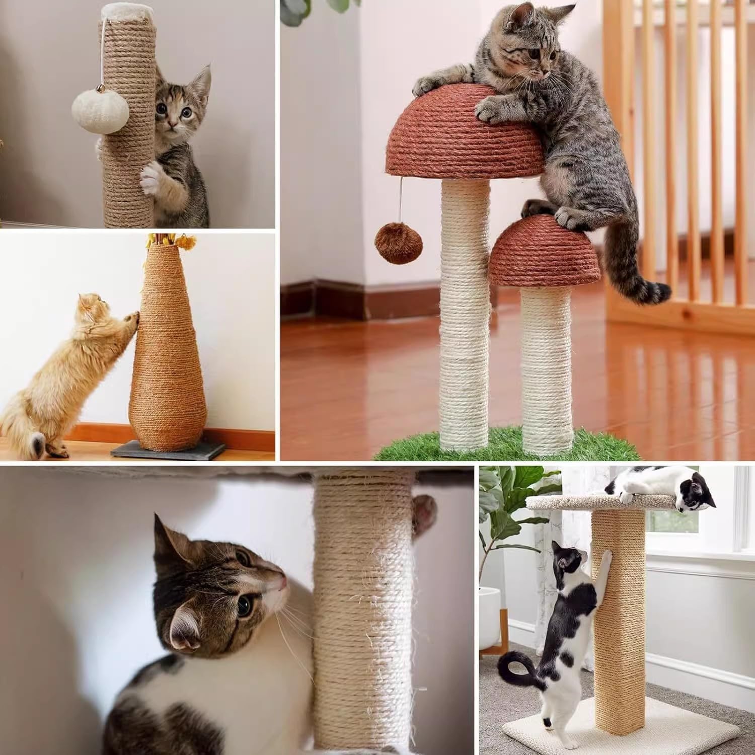 Cuerda de sisal para rascador, rascador, árbol para gatos, color blanco, 6 mm, 50 m
