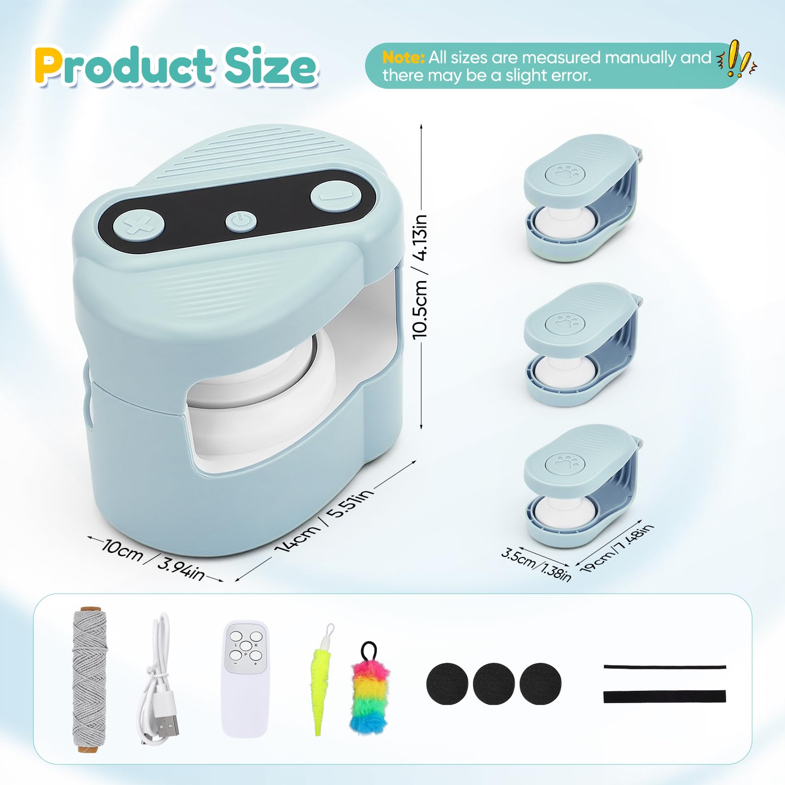 Juguete Interactivo para Gatos de Interior, Juguete de Caza simulado automático/Control Remoto, Juguete para Mascotas Que Consume energía, Velocidad Ajustable(Azul Claro)