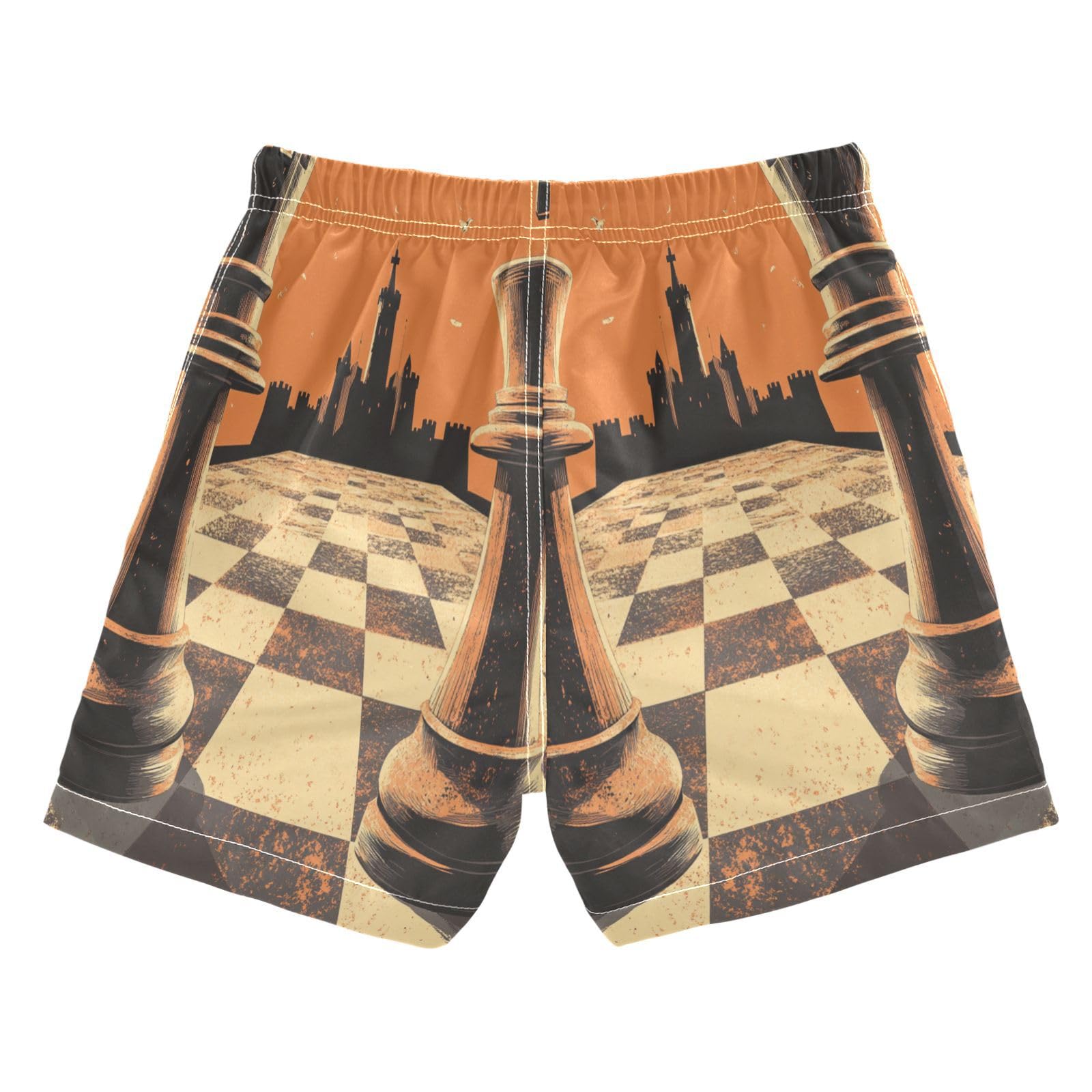 Jucciaco Boys Swim Trunk Quick Dry Beach Board Shorts Chess Grid Castle King Swimwear for Kids Multicolor