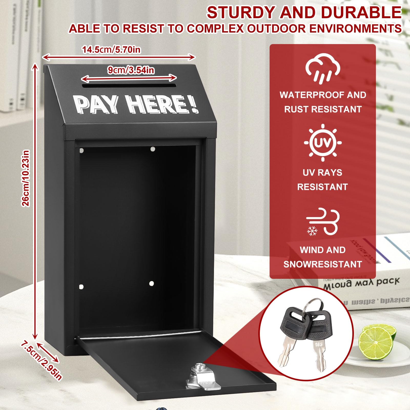 貯金箱 1000万円 貯まる 紙幣 円玉 貯金 おしゃれ 札 お札 ステンレス 大容量 募金箱 2つ鍵付き ちょきん箱 お札とコインを貯える  money saving box (ブラック)_銘哲商事株式会社_中国仕入王