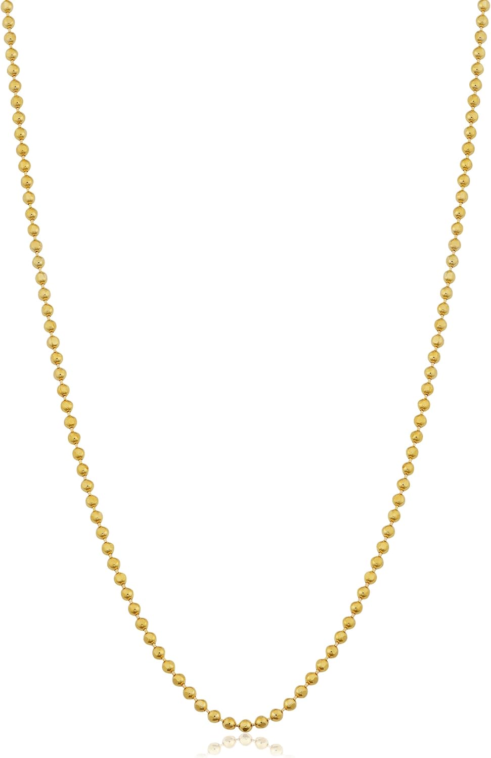 Kooljewelry 14k Gold 1 mm Diamond-cut Bead Ball Chain Necklace (16, 18, 20, 22, 24 or 30 inch)