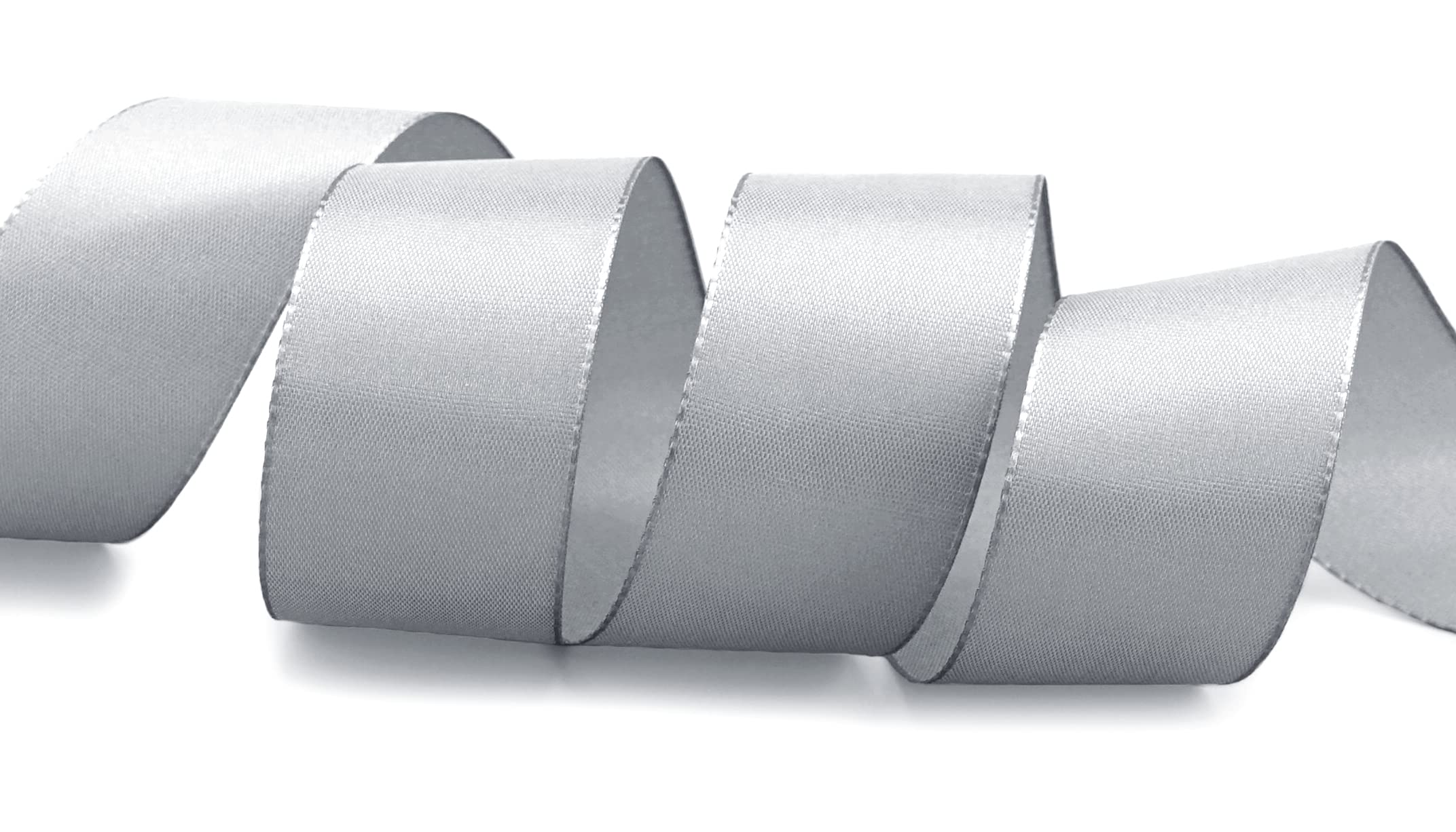 finemark 50 m x 40 mm taping ribbon, light grey, grey, decorative ribbon, gift ribbon, fabric ribbon, table decoration - Image 2