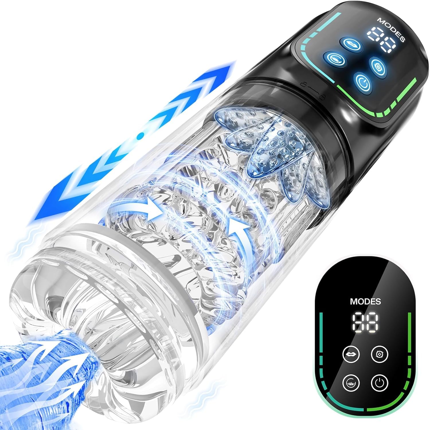 jodiyece Male Masturbator Penis Pump - AI Sync Waterproof Male Sex Toy Pocket Pussy with 7 Powerful Sucking &amp; 7 Thrusting Rotating &amp; Licking Modes, APP Controlled Adult Toy Male Stroker with LCD