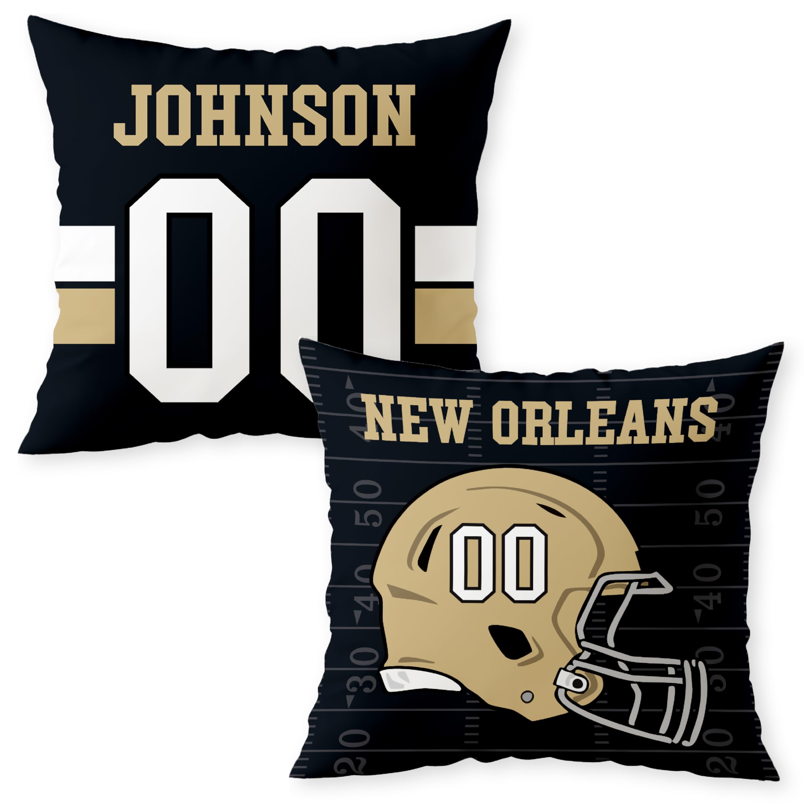 Personalized Football Custom Pillow - USA Made - Sports Decor for Football Fans - American Football Custom Fan Gift with Helmet Number, Name, City, and Team Colors (16