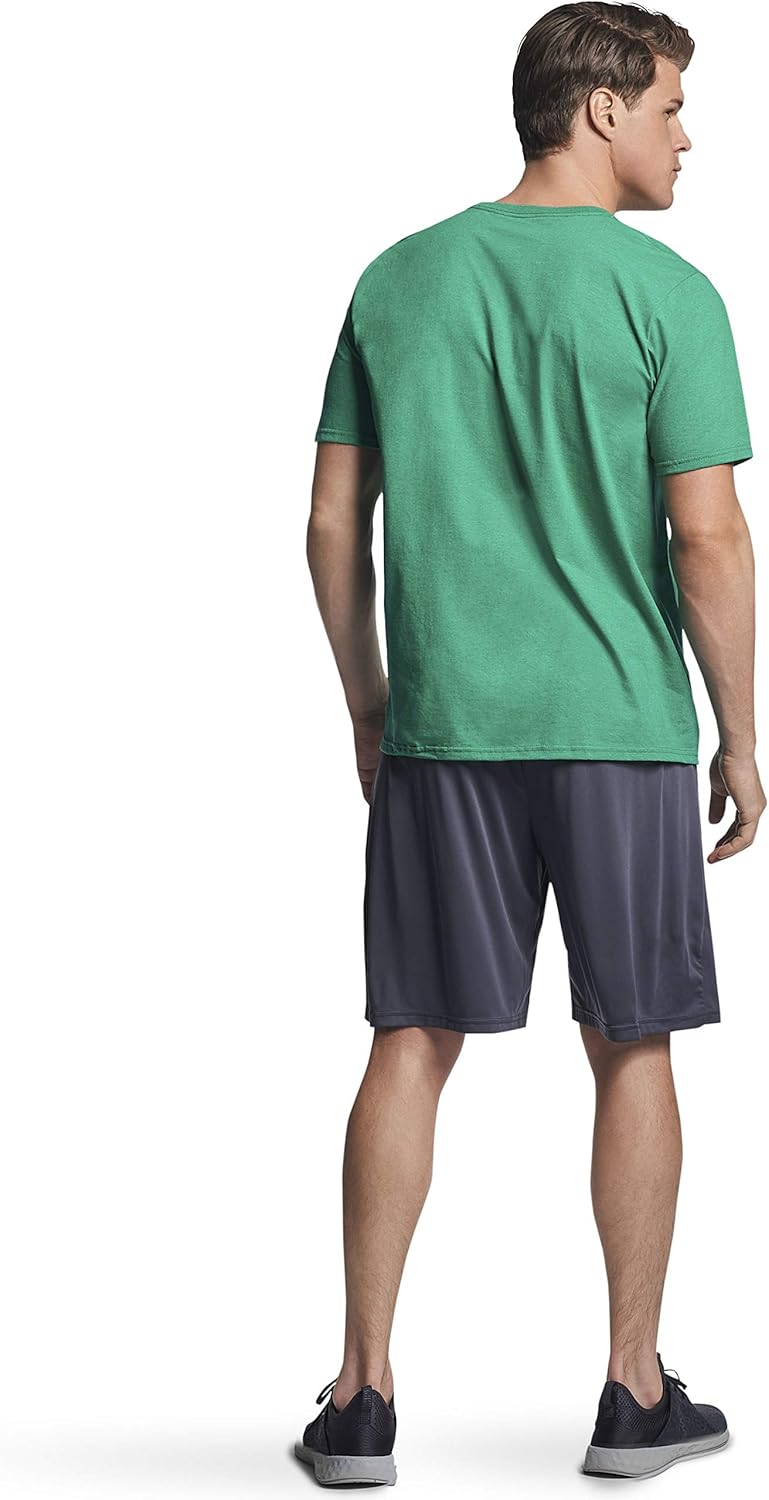 Russell Athletic Men's Dri-Power Cotton Blend Short Sleeve T-Shirts, Moisture Wicking, Odor Protection, UPF 30+, Sizes S-4X Small Retro Heather Green