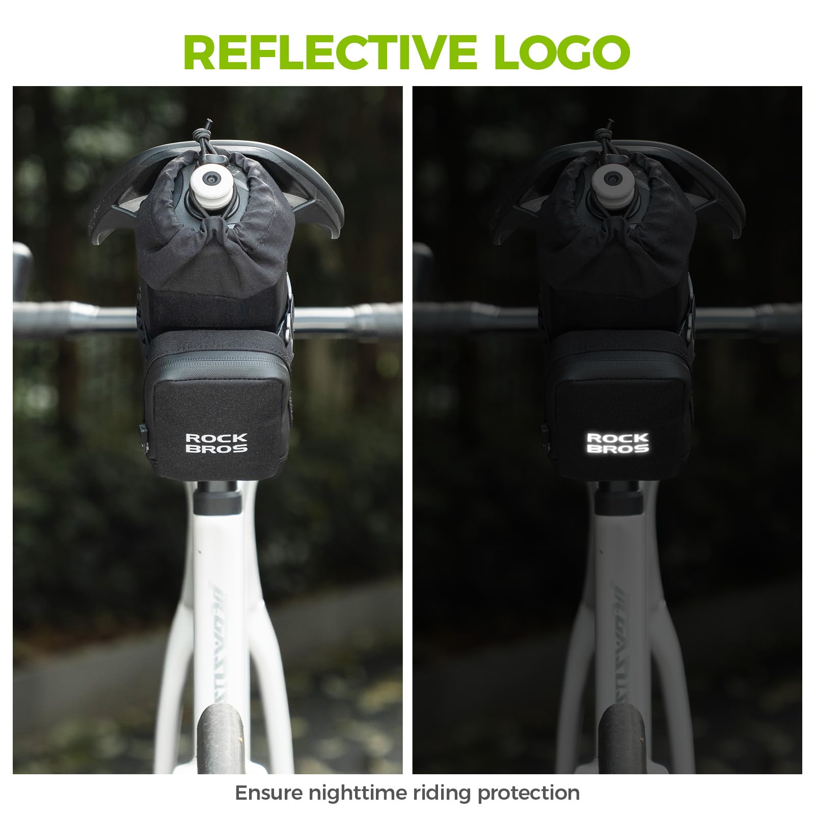ROCKBROS Borsa da Sella Bici 2-in-1, Borsa per bottiglie 0,7L e Borse Piccola Sottosella Bici 0,3L, Regolabile e Rimovibile, per Mountain Bike MTB Biciclette, Nero