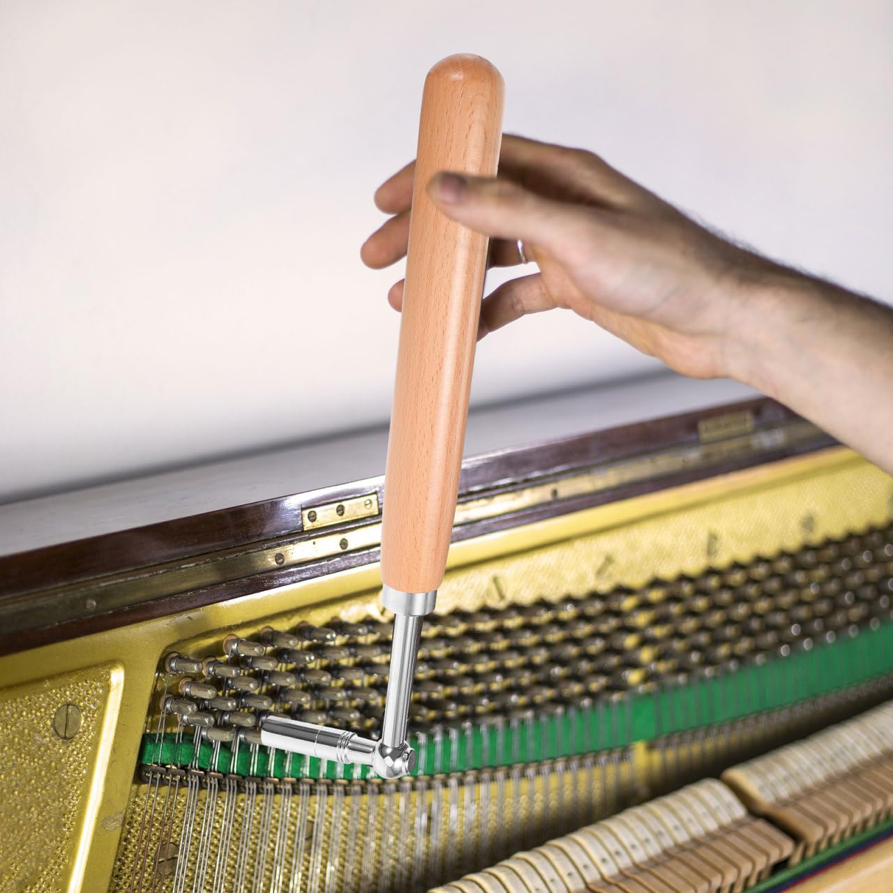 Toyvian Clé À Piano Professionnelle En Acier Avec Manche En Bois Outil D'Accordage Portable Pour RéGlage PréCis De Tonalité Accessoire Fiable Pour Instrument De Musique 12.40X2.95X1.30 Pouces