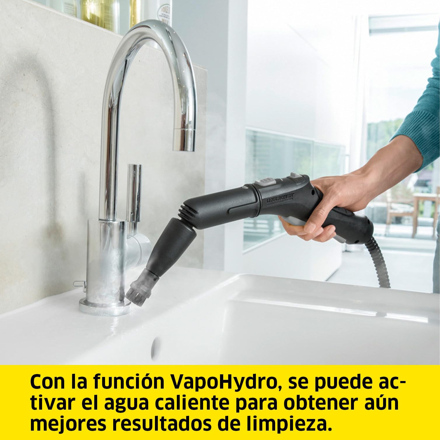 Kärcher Limpiadora de vapor manual SC 5 EasyFix, conexión agua caliente, presión: 4,2 bar, calentamiento: 3min., superficie: aprox.150m², depósito: 0,5 l+1,5 l, kit limpieza suelos EasyFix y boquillas
