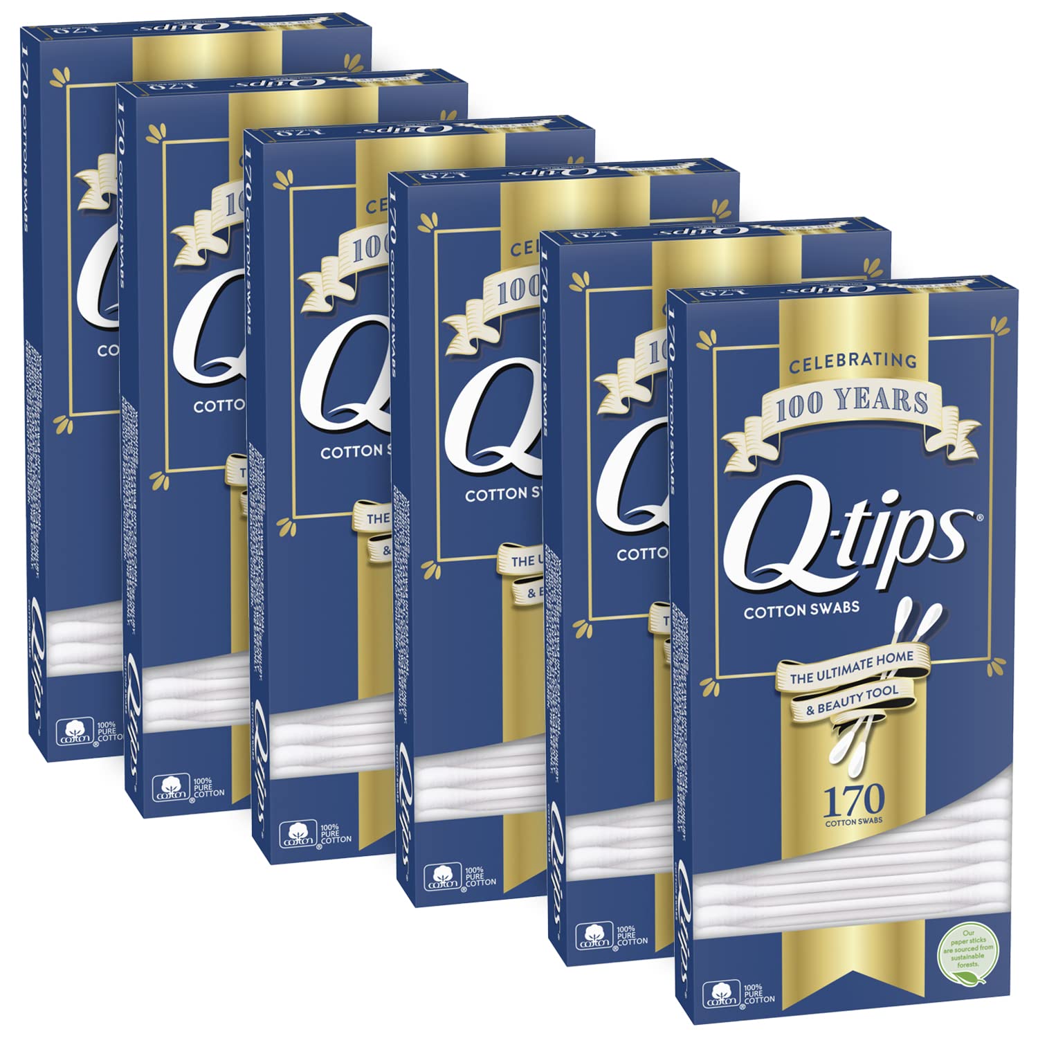 Q-tipsCotton Swabs, 170 Count, Pack of 6