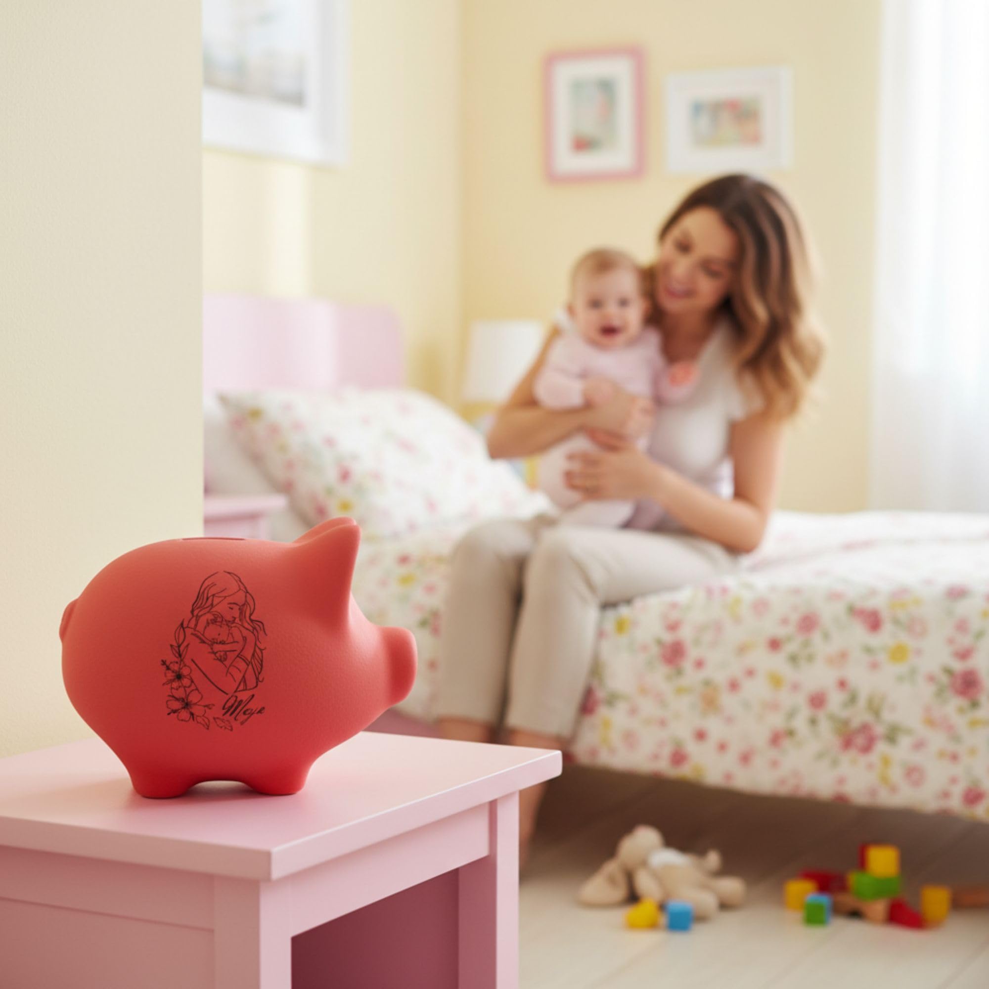 Personalisierte Sparschwein mit Namen XXL aus Keramik ohne Öffnung, zum Zerbrechen – Handgemachte Sparbüchse, Geldbox & Münzdose Individuelle Geschenkidee Geldgeschenk für Kinder, Hochzeit, Geburtstag