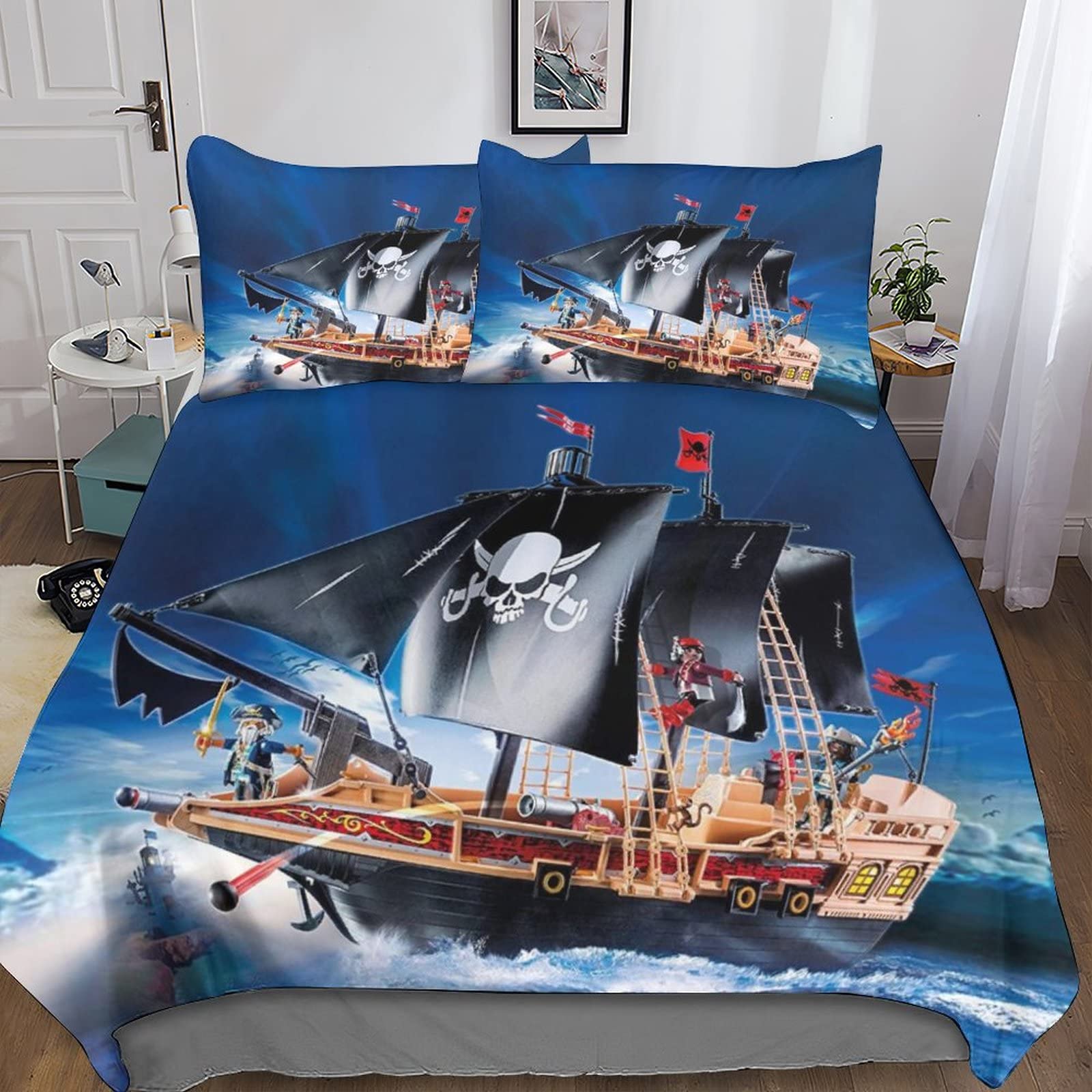 Parure de lit housse de couette pirate 3D 220x240 pour lit deux places