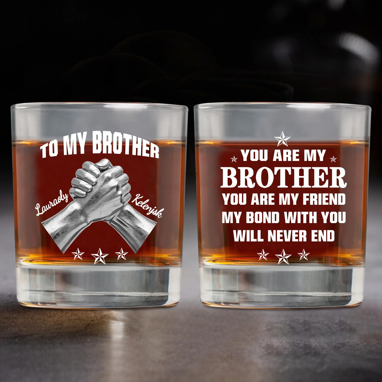 Personalized Brother Whiskey Glass Cup, You Are My Brother You Are My Friend Drinking Glasses, Custom Name Fist Bump Whiskey Glasses for Brothers Friends Men Him, Funny Father's Day Birthday Gifts,06