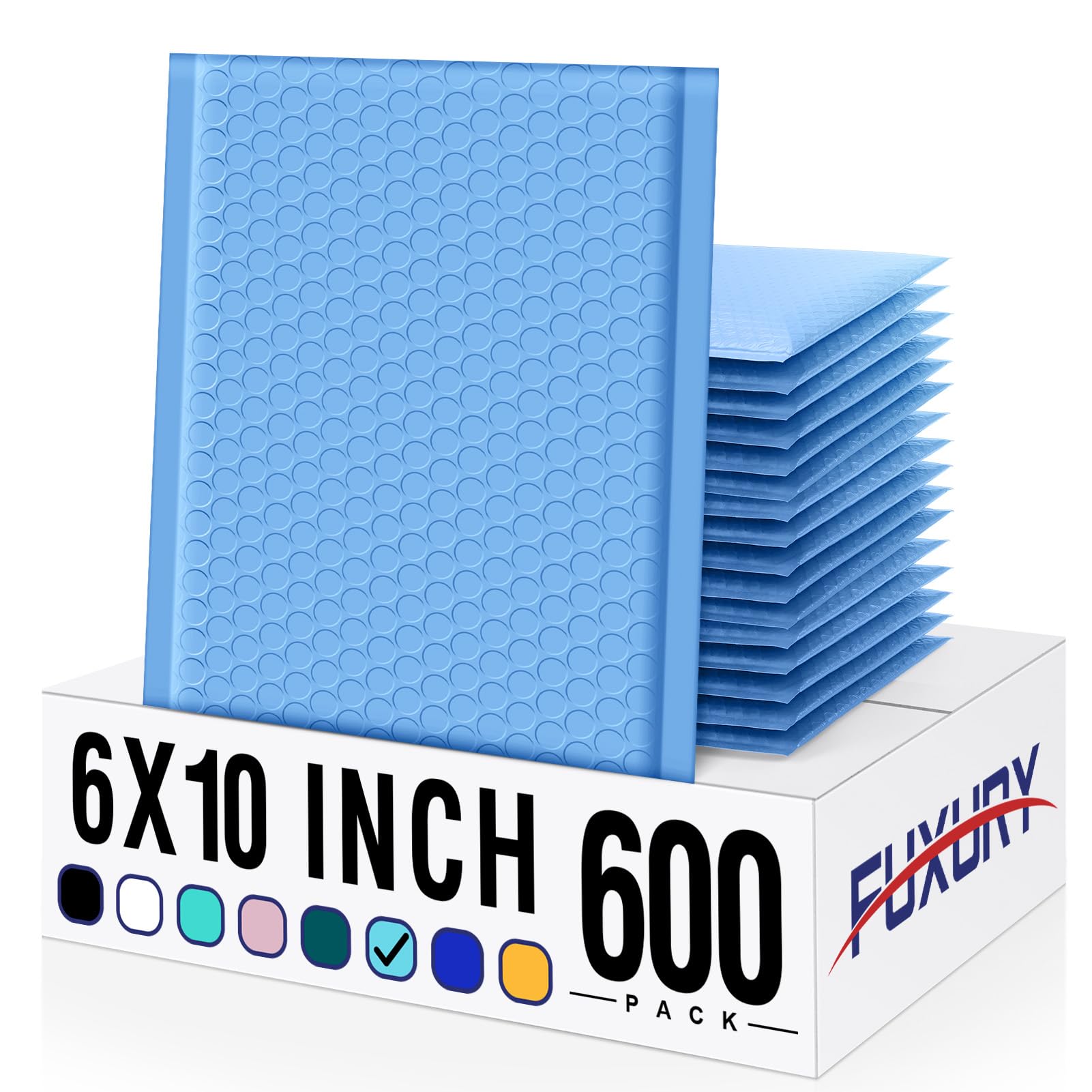 Fuxury Bubble Mailer 6x10" 600 Pack Light Blue,Self-Seal Adhesive Packaging Bags, Waterproof Poly Bubble Mailers Bulk, Mailing Evenploves Packaging For Jewelry, Cards, Makeup, CD, Small Business #0Global Recycled StandardGlobal Recycled StandardGlobal Recycled Standard