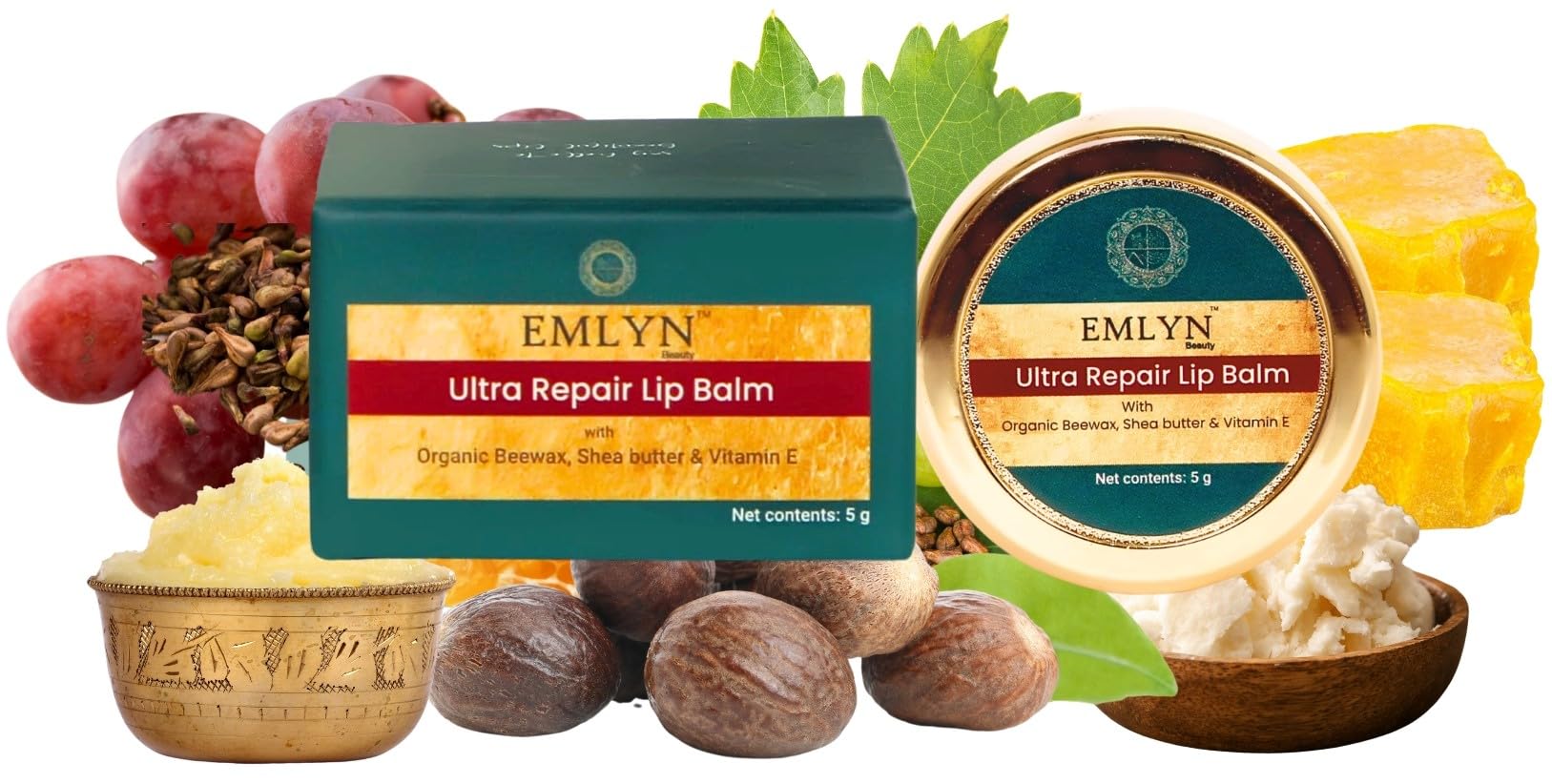 EMLYN Beauty's Ultra Repair Ayurvedic Lip Balm | For Dark, Dry & Pigmented Lips | Enriched with Cocoa Butter, Organic Bees Wax & Vitamin E | Lip balm for Women & Men - 5gms-picture-53