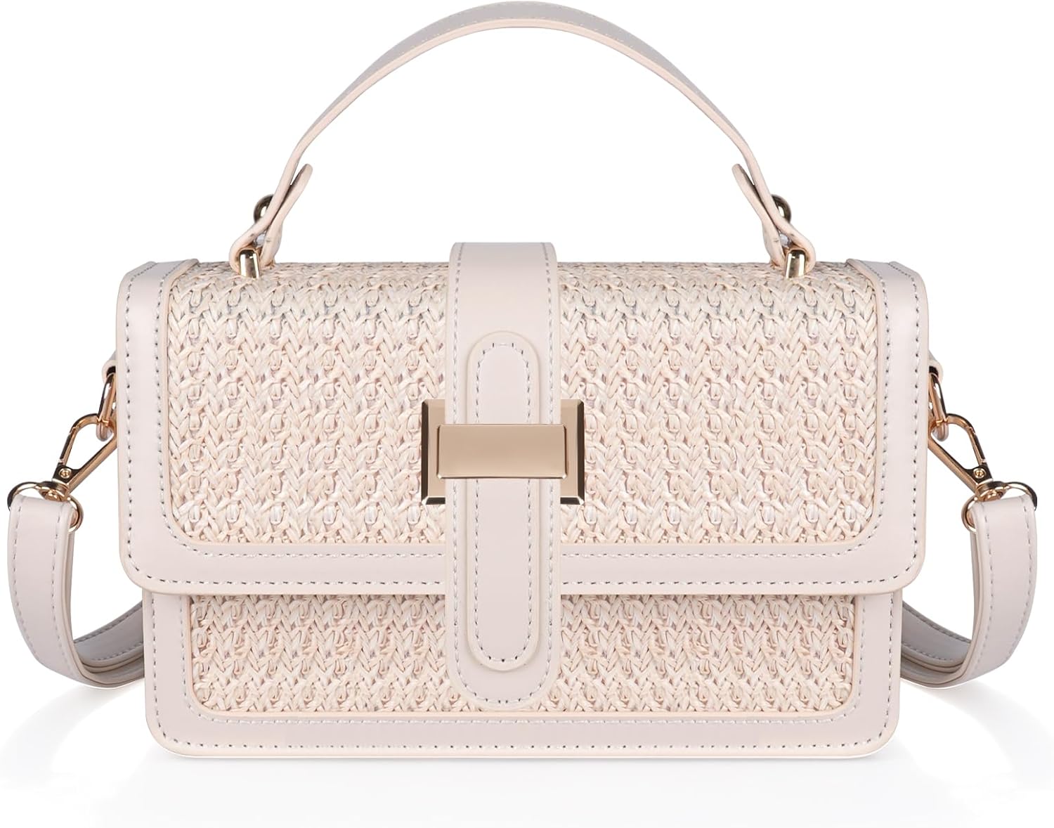 Straw Crossbody Bags for Women, Vegan Leather Summer Handbag Small Trendy Beach Purse