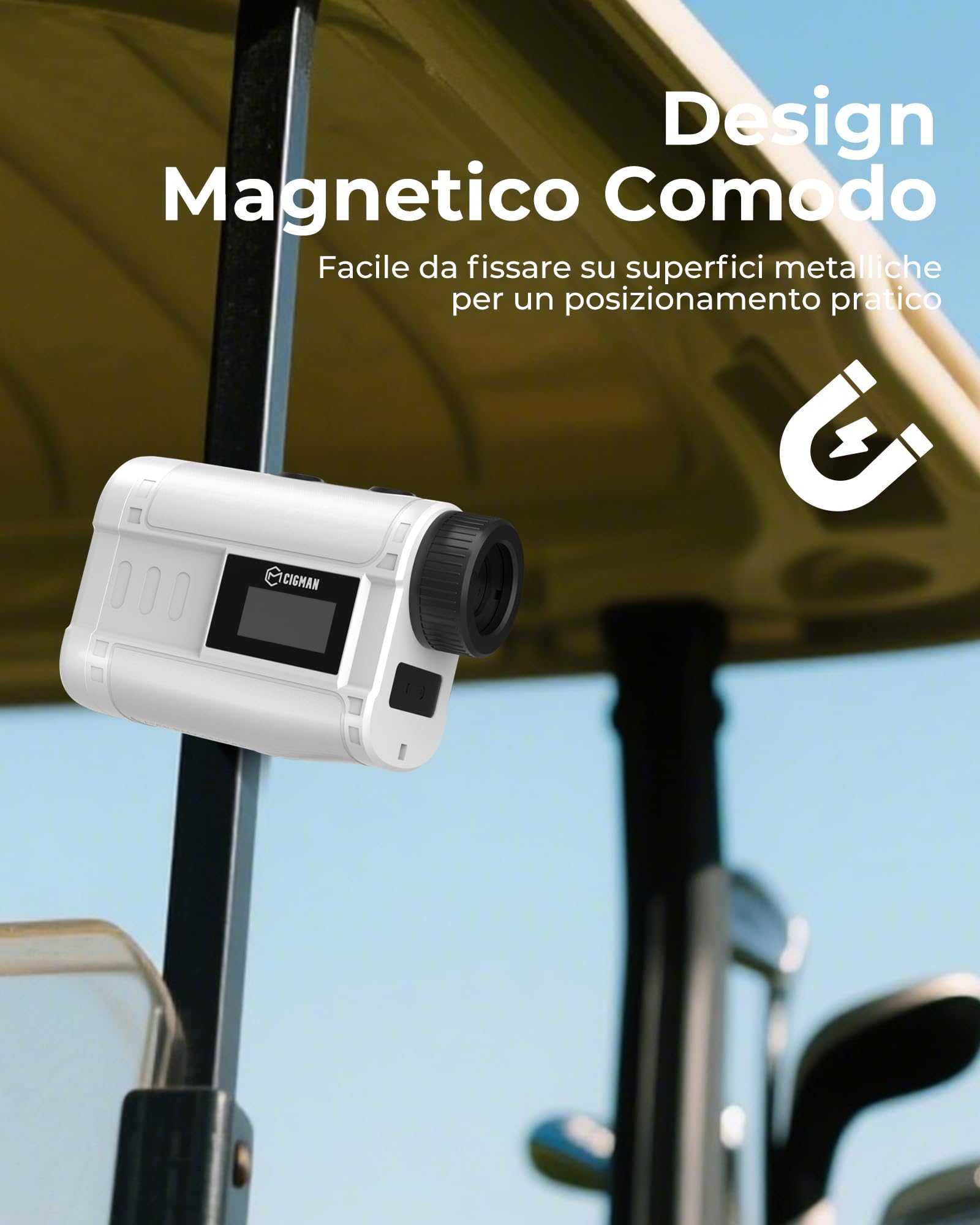 CIGMAN Telemetro Golf/Caccia Da 1200M con Display LCD Telemetri da Golf, con Pendenza,Ricaricabile via USB,Bloccaggio Degli Alberi Bandiera, Funzione magnetica inclusa, Accessori da golf