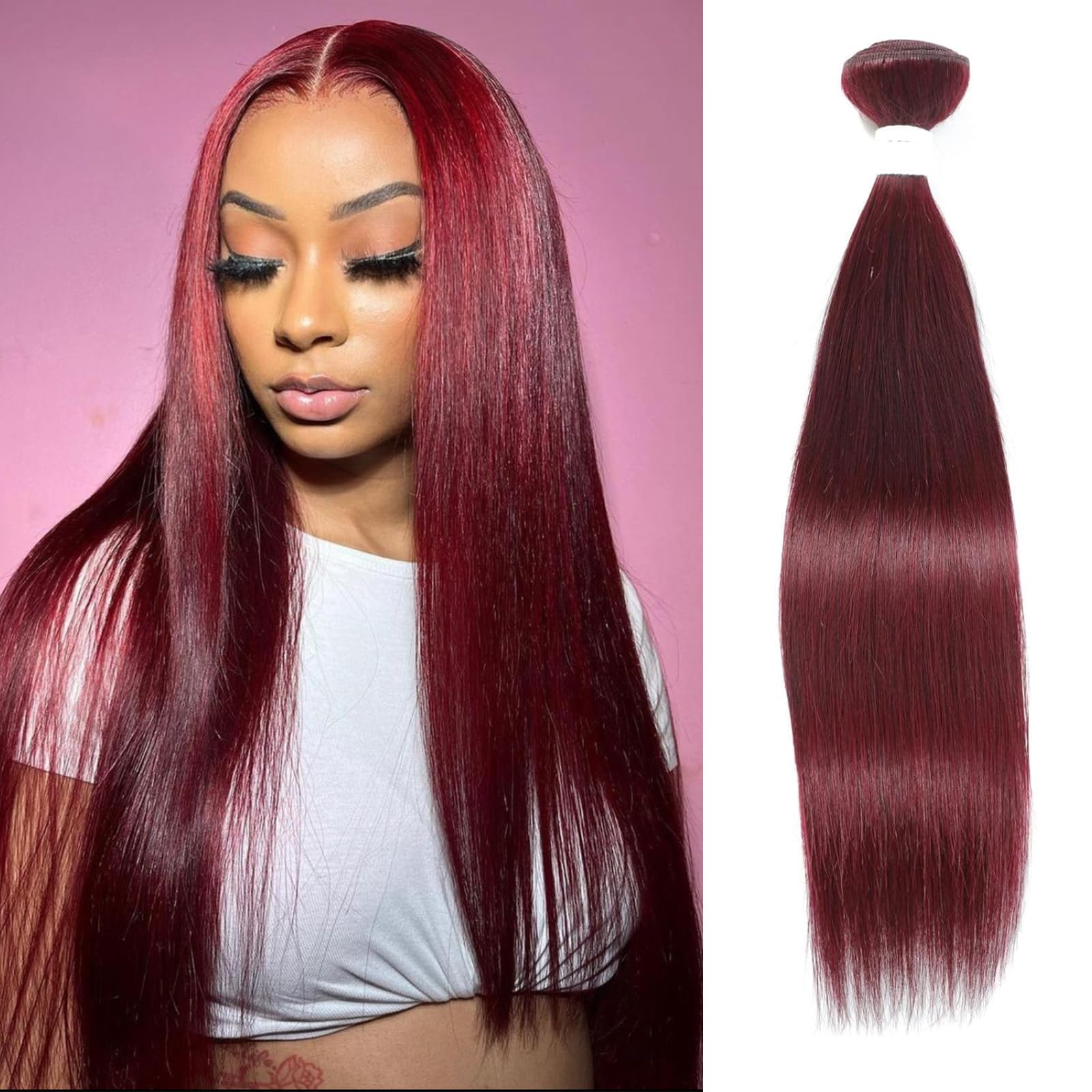 Burgundy Red Brazilian Straight Remy Human Hair 99J Burgundy Straight Bundles Brazilian Human Hair 100  main image 4