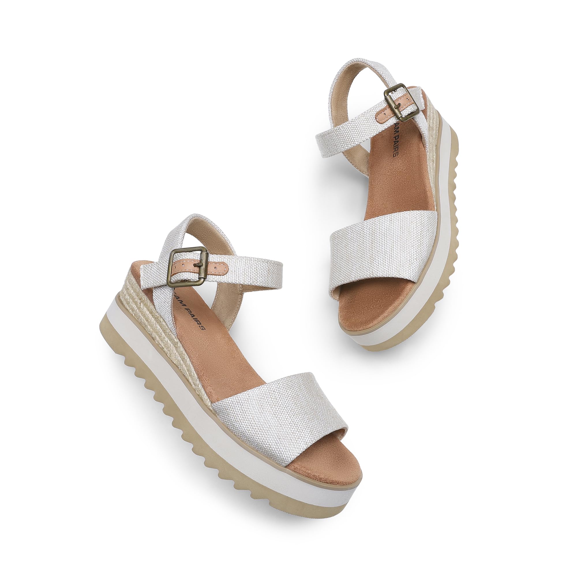 DREAM PAIRS Sandalias de Cuña Alpargatas Mujer Zapatos de Tacón de 7cm Comodos de Punta Redonda Verano Suela Antideslizante