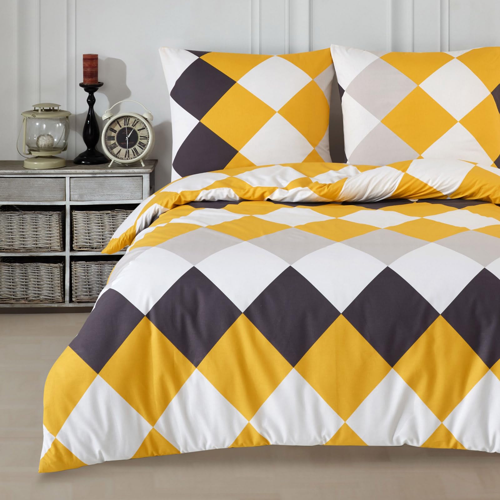Buymax Bettwäsche Set aus 100% Baumwolle Renforcé, Streifen & Moderne Muster, mit Reißverschluss, Oeko-TEX Standard 100, Verschiedene Größen
