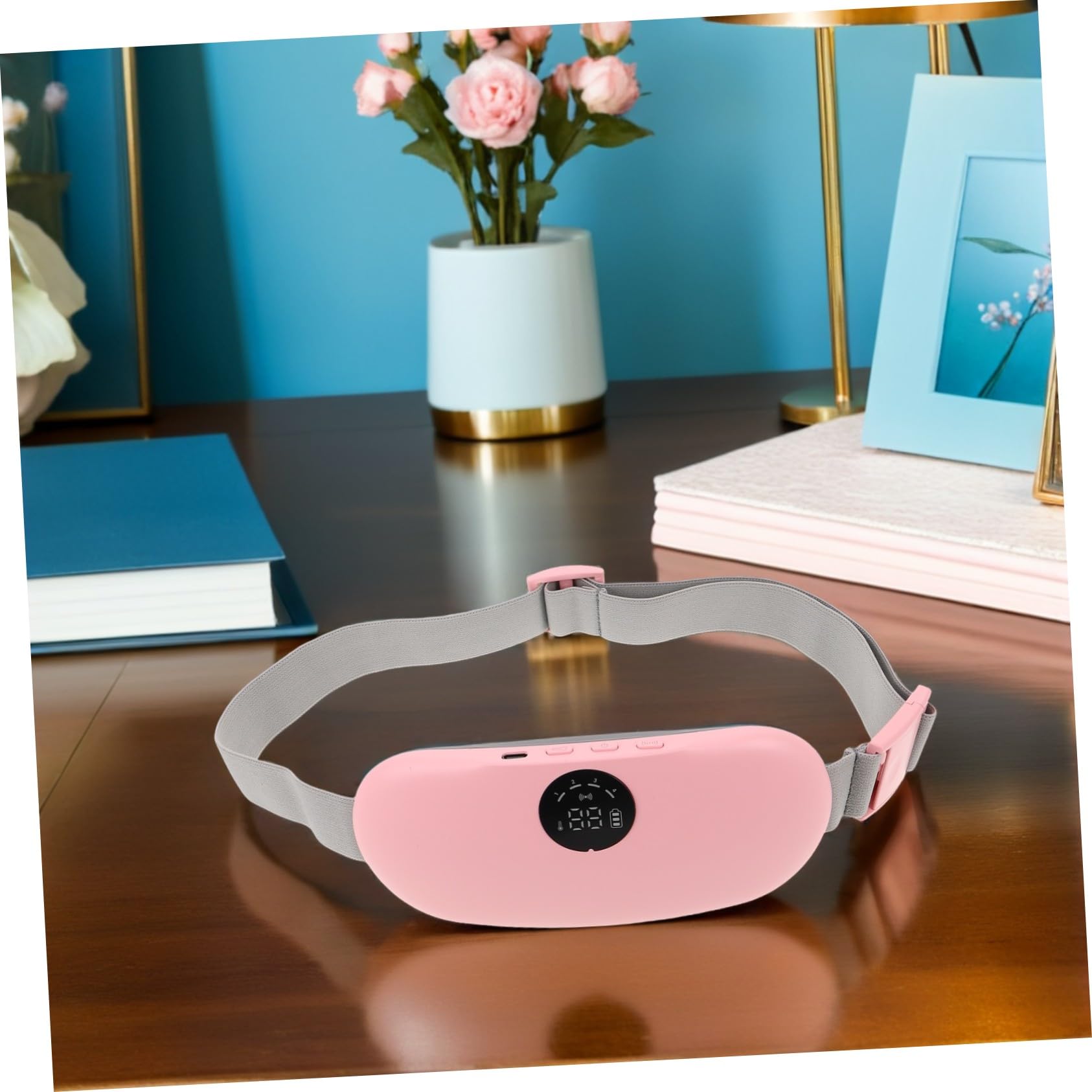 Baluue Cinturón Calentador Lumbar Masajeador Uterino para Aliviar Menstruales Calentamiento Rápido, Ultradelgado y Ajustable, Almohadilla Térmica Portátil para Uso Diario en Mujeres