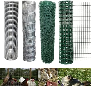 Chicken Wire Mesh Roll 600mm x 50m, Green PVC Coating Hexagonal Wire Mesh, Netting Fence Lightweight, Protect Plant Poultry Safety, Garden Netting Fencing