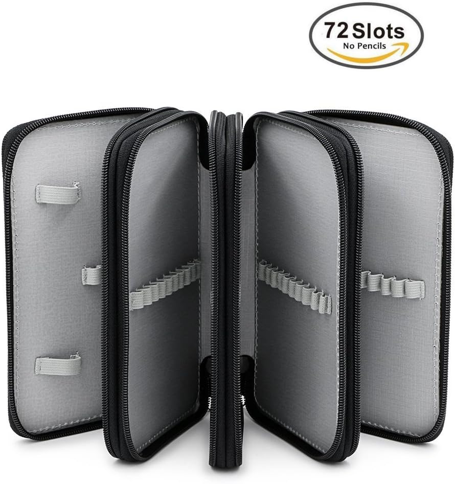 Miraclekoo 72 Slots Pencil Case Pencil Holder Large Capacity Multi-layer Pencil Bag (BLACK)