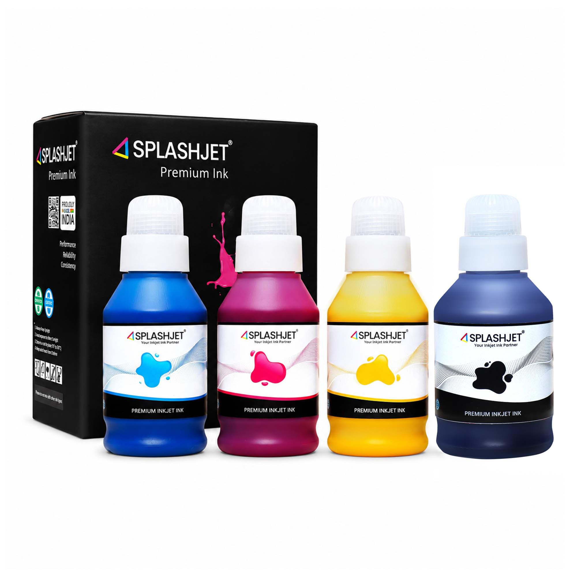 Splashjet GI-76 Compatible Pigment Ink for Canon GX1070, GX2070, GX3070, GX3072, GX4070, GX5070, GX5570, GX6070, GX6570, GX6572, GX7070 Printers (135gm C/M/Y + 170gm BK) (Pack of 4) - 506015-image-8