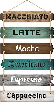 Chunful Coffee Bar Signs for Wall Decor Vintage Coffee Accessories Hanging Wall Art Farmhouse Rustic Wooden Plaque for Cafe Station Signs Decorations Kitchen Shop Home Restaurant
