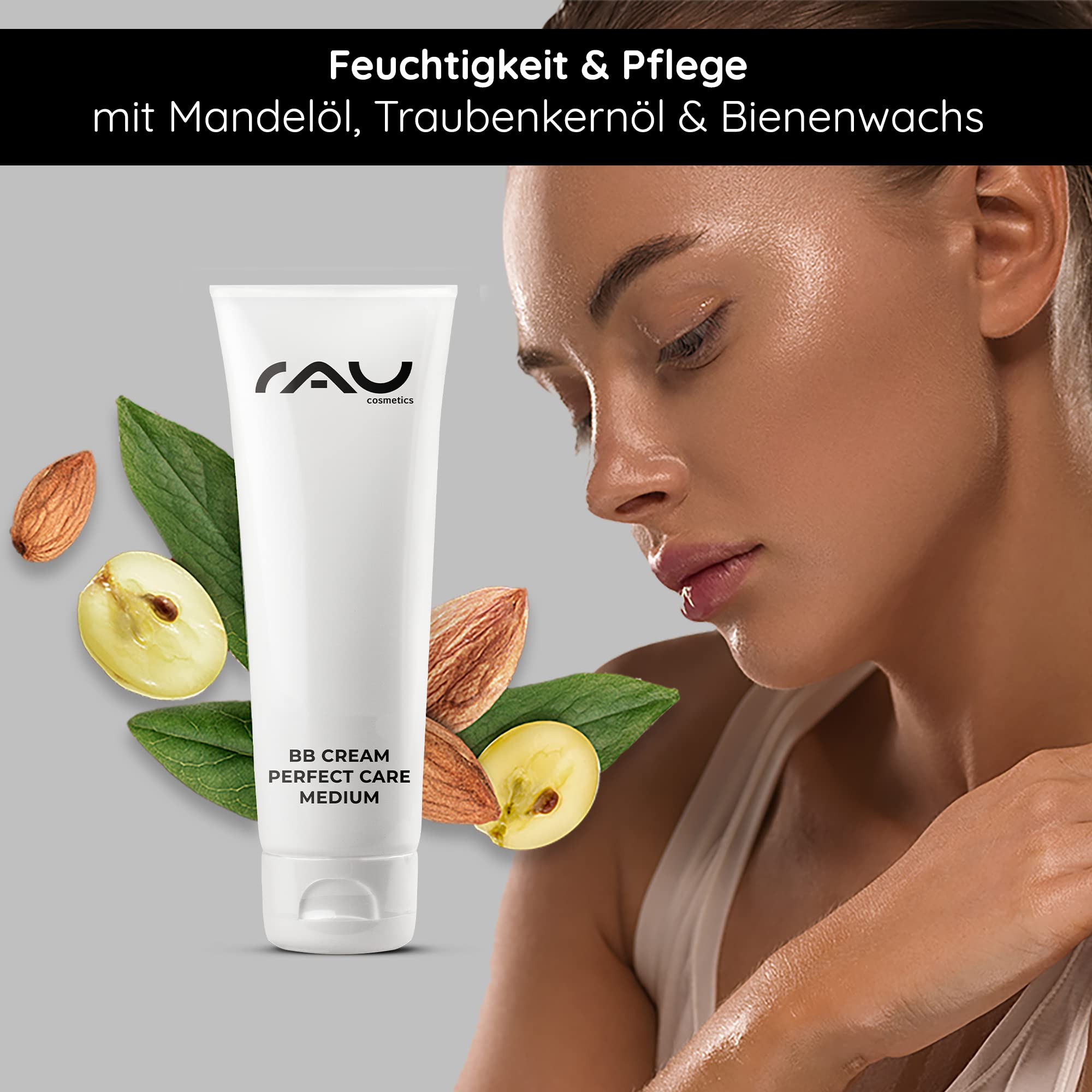 RAU Cosmetics BB Cream Medium SPF12 75ml - Getönte Tagescreme mit Zinkoxid, Vitamin E, Mandelöl & Panthenol - Silikonölfreie Foundation für Jeden Hauttyp - Make-Up Pflege mit Mineralischem Sonnenschut
