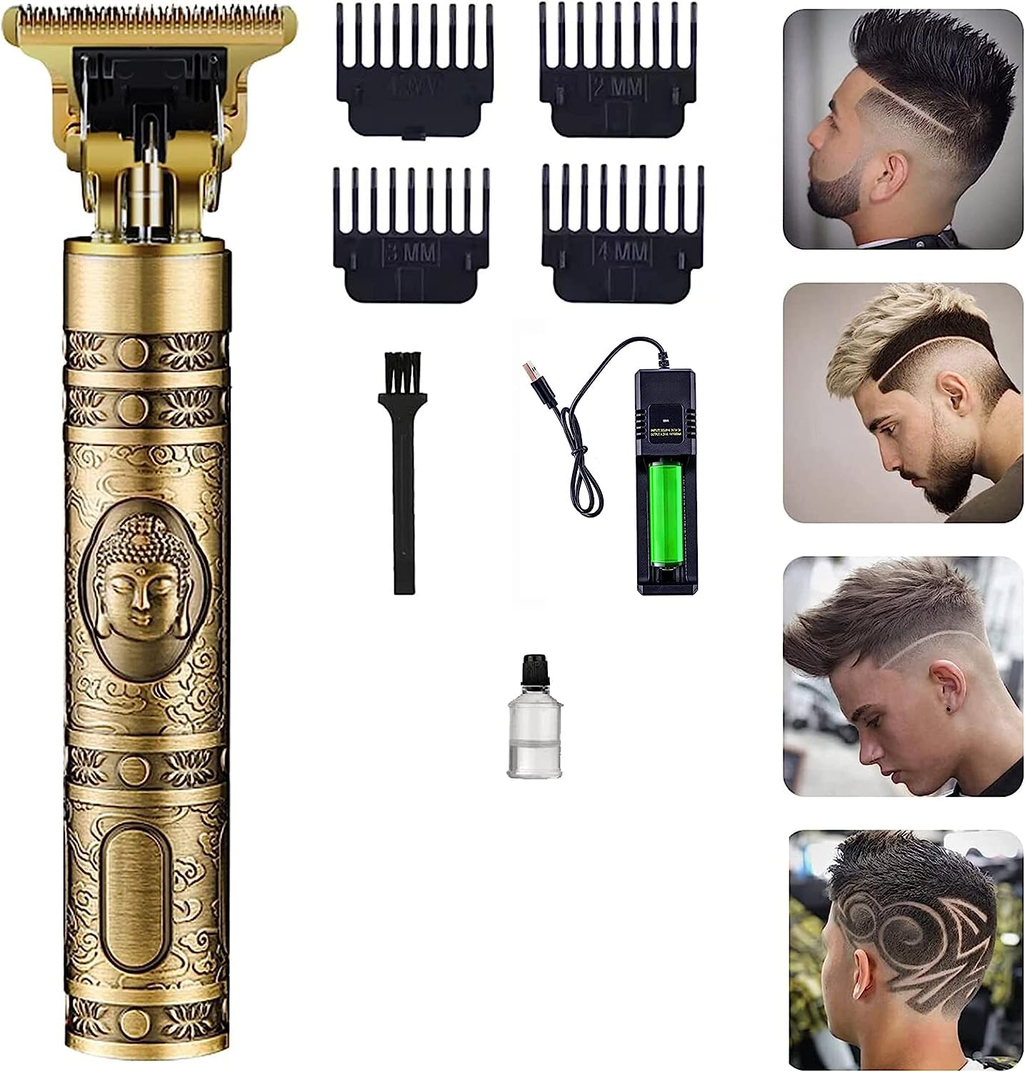 Co3 Trimmer Men Professional Style Rechargeable Cordless Hair Beard Clipper Shaver For Men’s Adjustable Blade For Close Cut Precise Multi Grooming Kit, Face, Head and Body Trimmer (Gold)