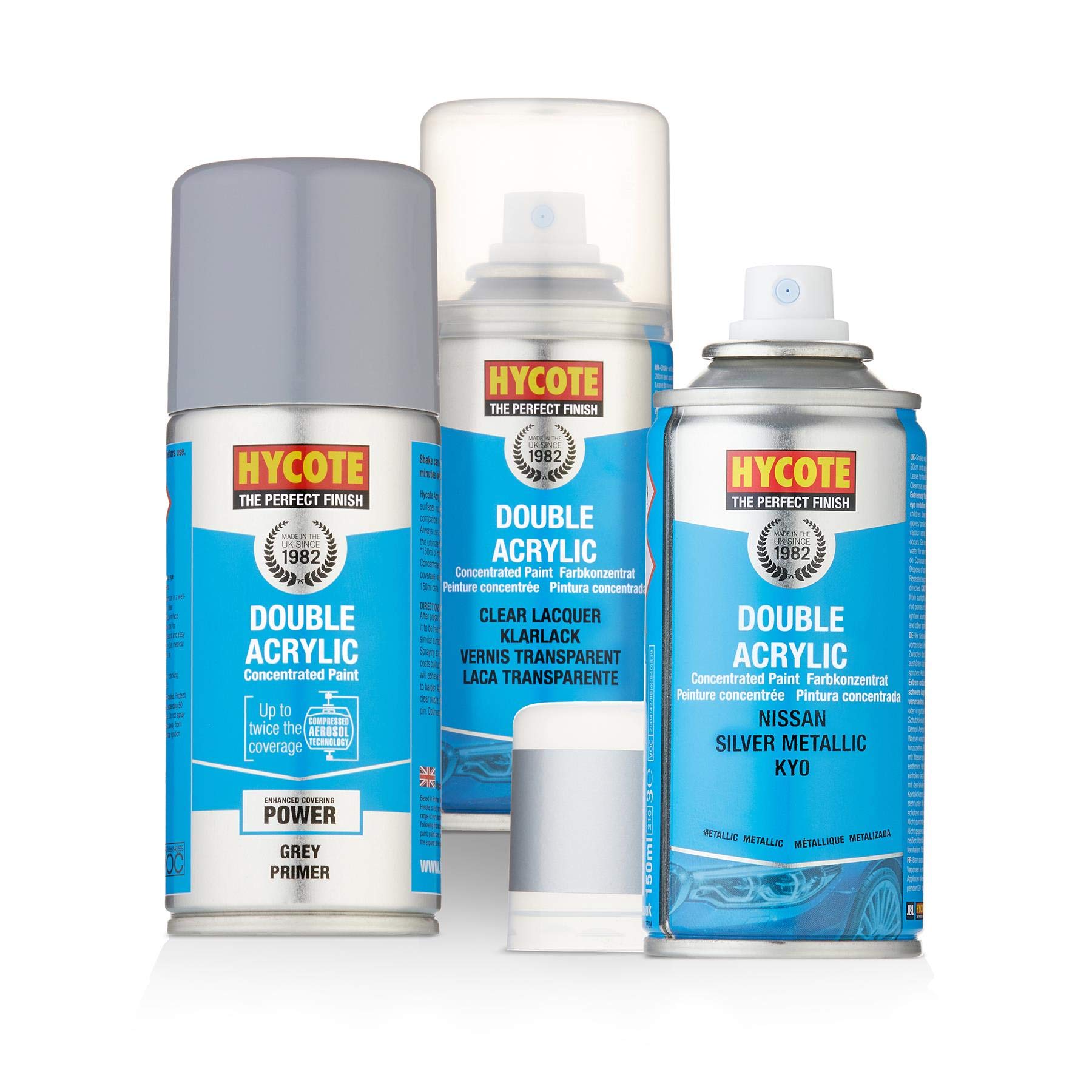Hycote Spray Paint Double Acrylic Nissan Blade Silver 150ml + Primer & Lacquer