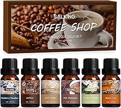SALKING Café Ätherische Öle Set, Aromatherapie GeschenkSet, Pure Duftöle für Diffuser Duftlampen Luftbefeuchter, 6x10 ml (Blaubeerpfannkuchen, Kaffee, Latte, Schokolade, Vanille, schwarzer Tee)