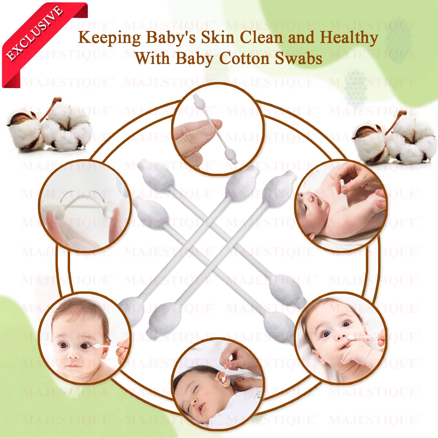 Majestique Baby Safety Cotton Swab | Cotton Buds with Eardrum | 100% Pure Cotton Swabs | Cotton Buds for Baby Ear Cleaning | Paper Cotton Buds - 80-Swabs for Baby (Pack of 2) 4