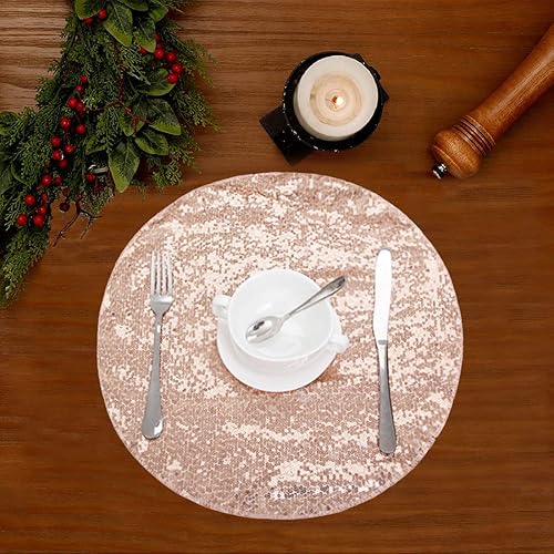 Miniatura 2 de Juego de 6 manteles individuales de lentejuelas, resistentes al calor, manteles individuales resistentes a las manchas, elegantes manteles