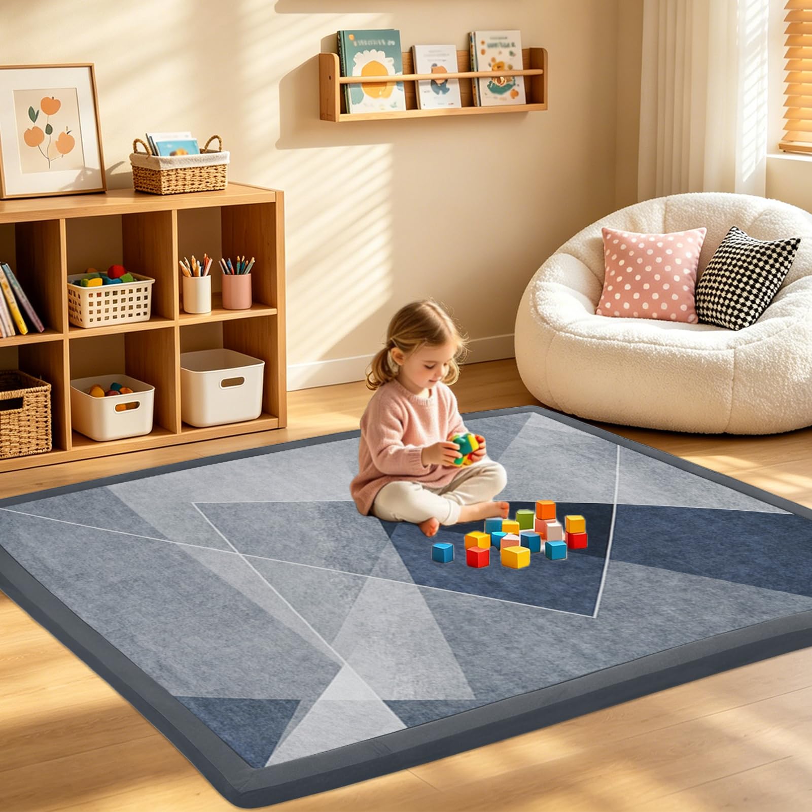 RZUMXOPY Baby Large Play Mat Non Slip Childrens Rug 100 x 100 cm Thick Kids Rugs for Crawling Soft Play Tummy Time