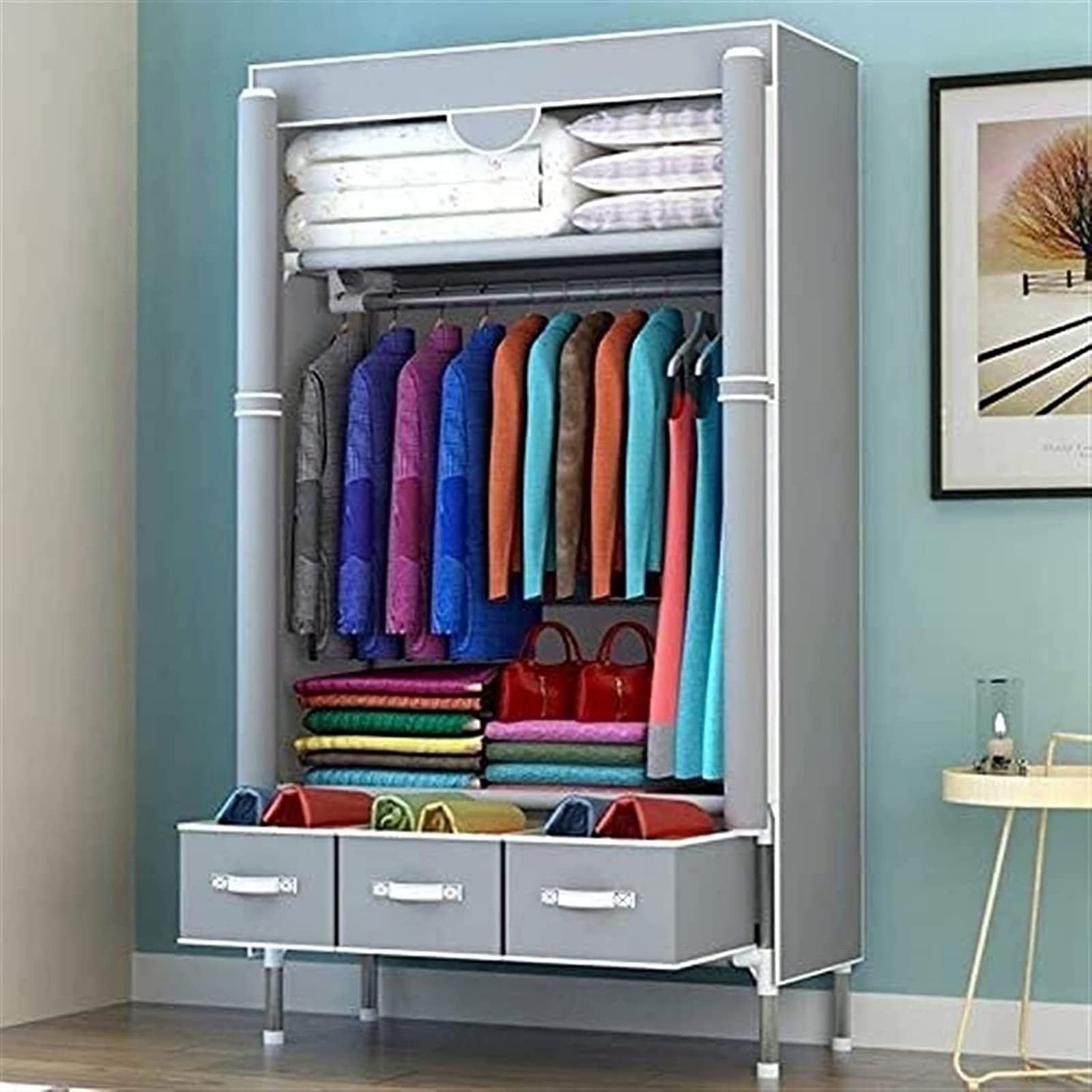 Armoire portative en tissu pour chambre et rangement suspendu