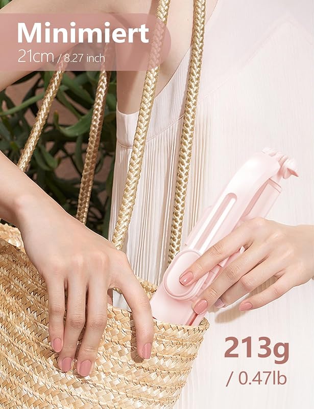 Pnitri Selfie Stick LED Kitöltőfénnyel 114cm Tripod Távirányítóval iPhone Huawei Xiaomi Rózsaszín