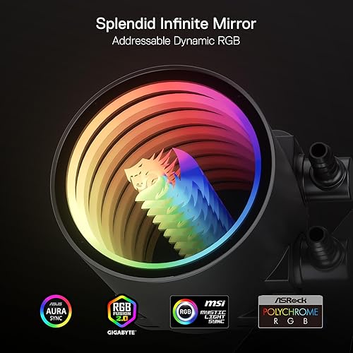 Miniatura 3 de Redragon HL240 ARGB Sistema de refrigeración líquida, enfriador de agua de CPU con radiador de alta eficiencia de 3300 RPM, 20 dBA silencioso,