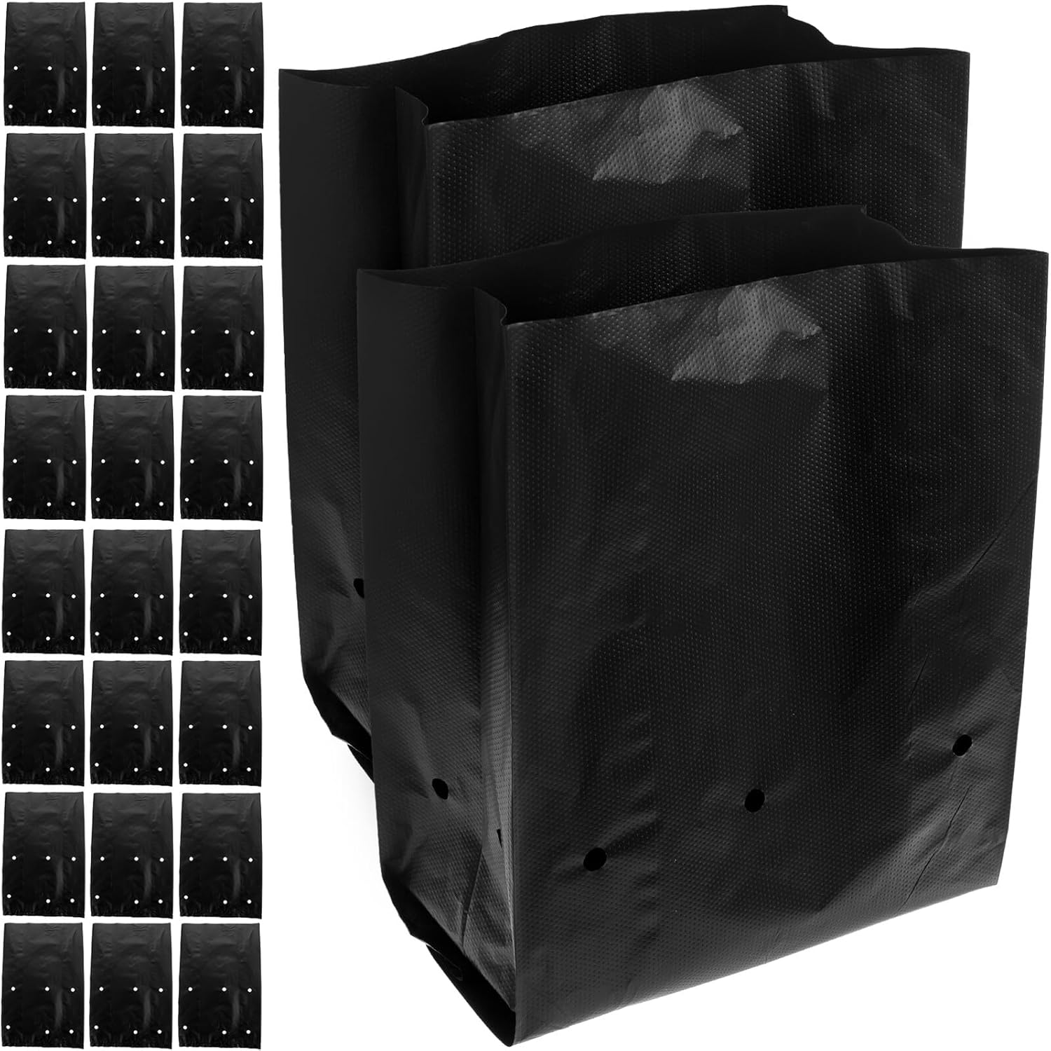 Lurrose 100pcs Pe Planting Bags for Vegetable and Flower Seedlings, 30x31cm with 19cm Diameter and 25cm Height, Plastic Grow Bags for Garden Nursery and Outdoor Planters