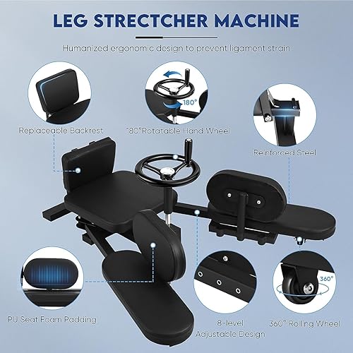 Miniatura 5 de Lischwert Leg Stretcher, 180 Degrees Leg Extension Machine Adjustable Split Machine Back Stretcher Leg Press Machine Home Gym Training Machine