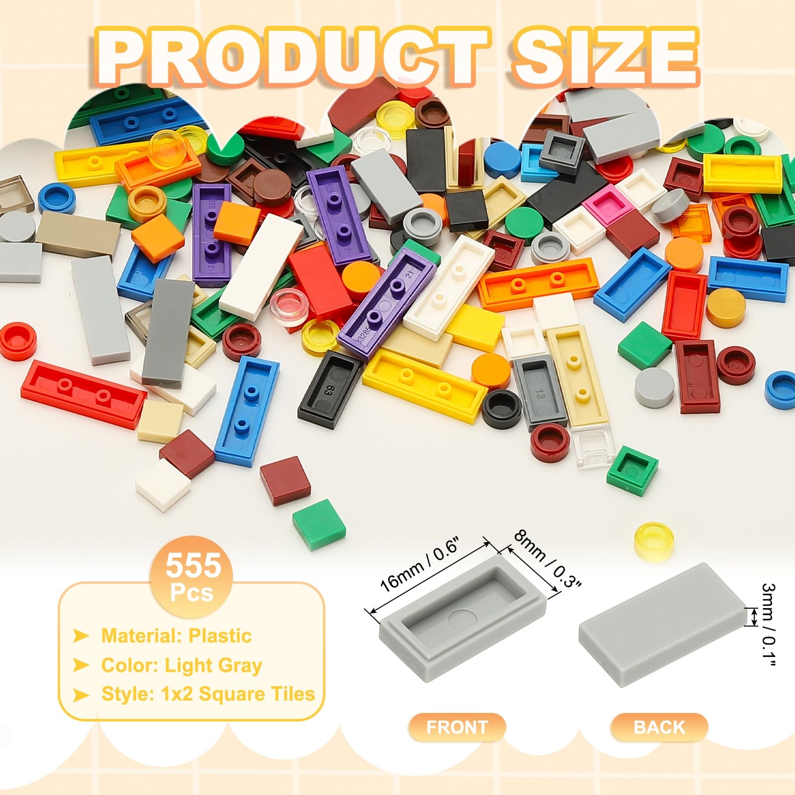 PATIKIL 555 Pcs Flat Blocks Bulk - Image 2