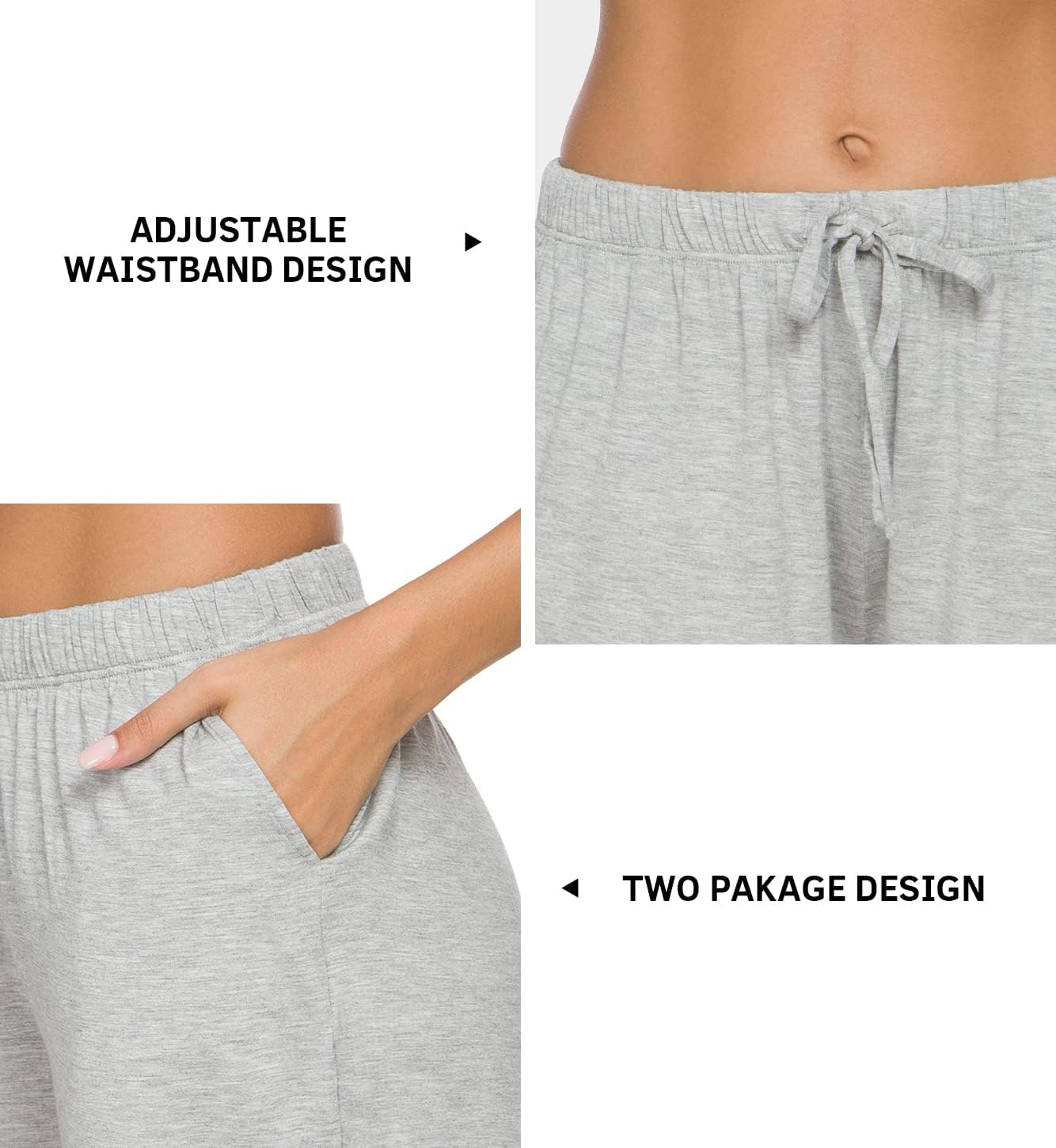 Knuffnee Pajama Shorts Womens Sleep Lounge Short Pj Bottoms Shorts 2 Pack - Image 4