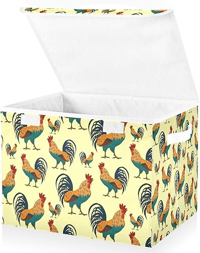Miniatura 2 de Roosters - Contenedores plegables de almacenamiento de tela con asa reforzada, organizadores de armario para dormitorio, sala de estar, oficina,