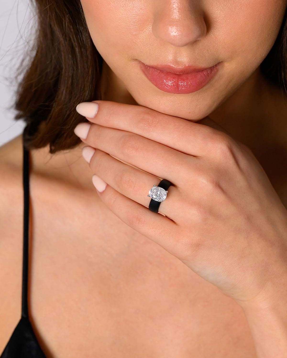 Rinfit Silicone Ring with Stone - Oval Cut Cubic Zirconia Solitaire Engagement Ring for Women - Rubber Wedding Bands - Patented Design - Image 3