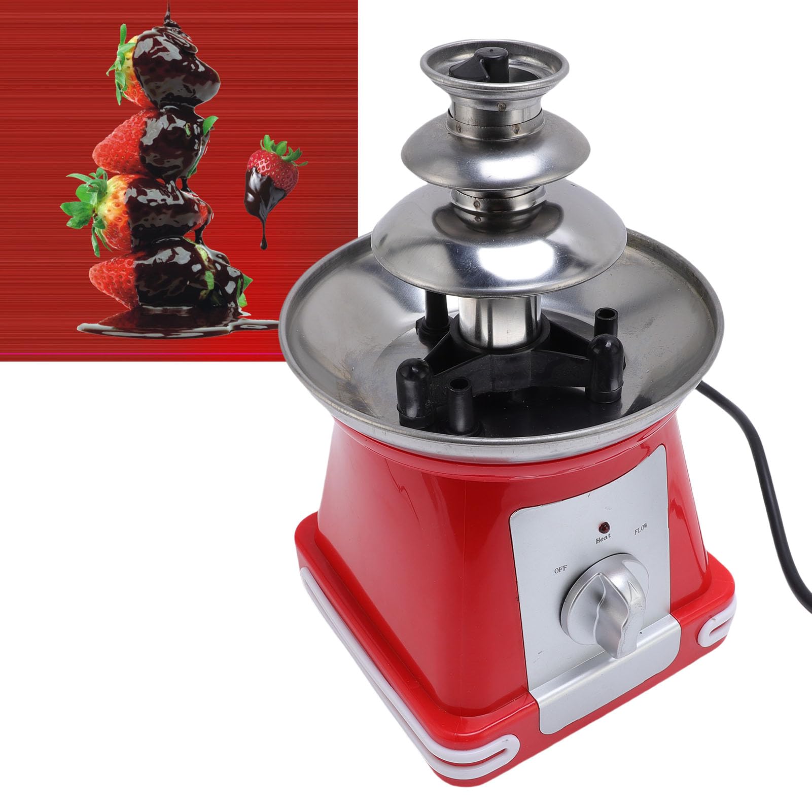 Electric Chocolate Fountain Stainless Steel 3 Tier Chocolate Fondue for Party (US Plug 110V)